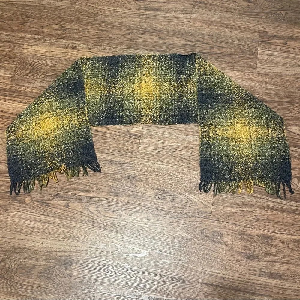 Dennis Basso Wool Ombre Gold Yellow Gray Scarf